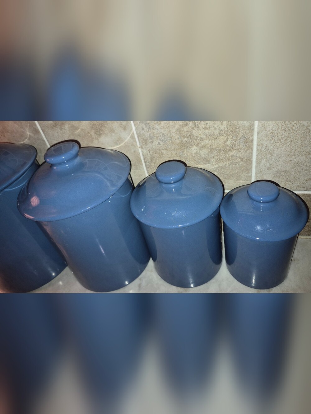 Mervyn's Periwinkle Blue Canister Set Of 4, Made In Japan - Picture 2 of 6